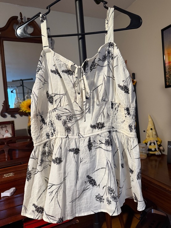 torrid Tops - torrid Cream Tank Top with Black Floral Print